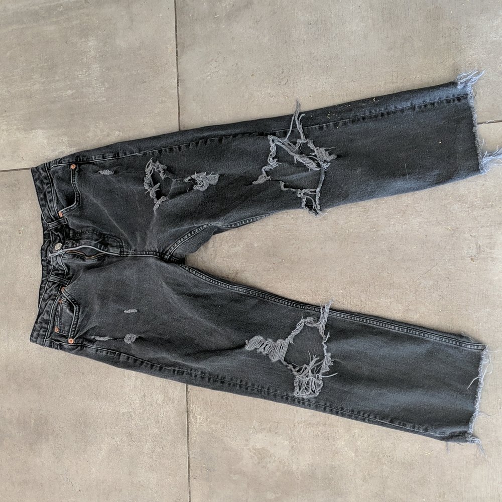 Topshop Black Destroyed Jeans Size 30